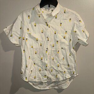 Rae Dunn Pineapple Button up Blouse